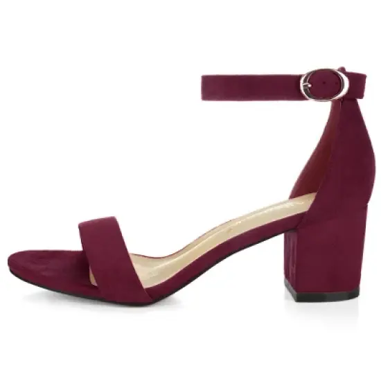 Allegra K Women's Open Toe Block Ankle Strap Heel image {6}