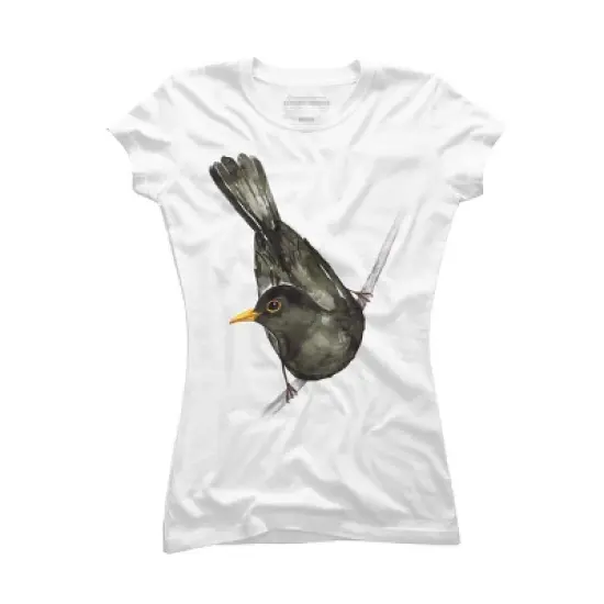 Junior's Design By Humans Blackbird watercolor By Bwiselizzy T-Shirt image {3}