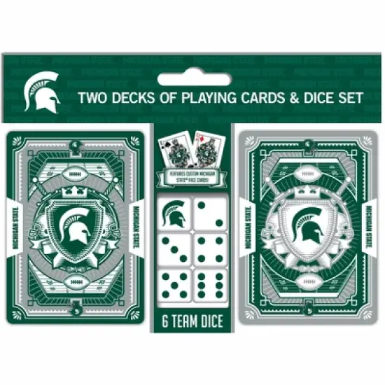 MasterPieces Officially Licensed NCAA Michigan State Spartans 2-Pack Playing cards & Dice set for Adults image {1}
