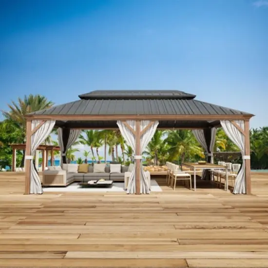 EROMMY Heavy-Duty 20 FT x 14 FT Metal Hardtop Gazebo image {2}