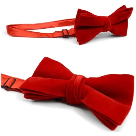 Men's Velvet Pre-tied Adjustable Length Banded Bow Tie image {1}