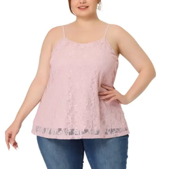 Agnes Orinda Women's Plus Size Lace Floral Adjustable Strap Elegant Camisole image {9}