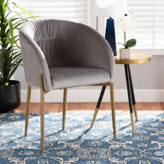 Ballard Velvet Fabric Upholstered Metal Dining Chair - Baxton Studio image {7}