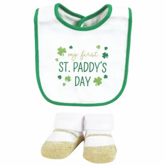 Hudson Baby Infant Girl Cotton Bib and Sock Set, Lucky Lady, 0-9 Months image {2}