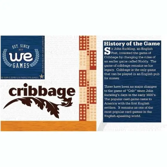 WE Games Classic Cribbage Set - Solid Wood Continuous 2 Track Board with Metal Pegs image {5}