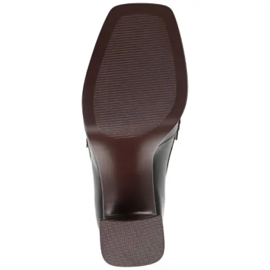 Journee Collection Womens Ezzey Loafer Mid Stacked Heel Square Toe Pumps image {4}