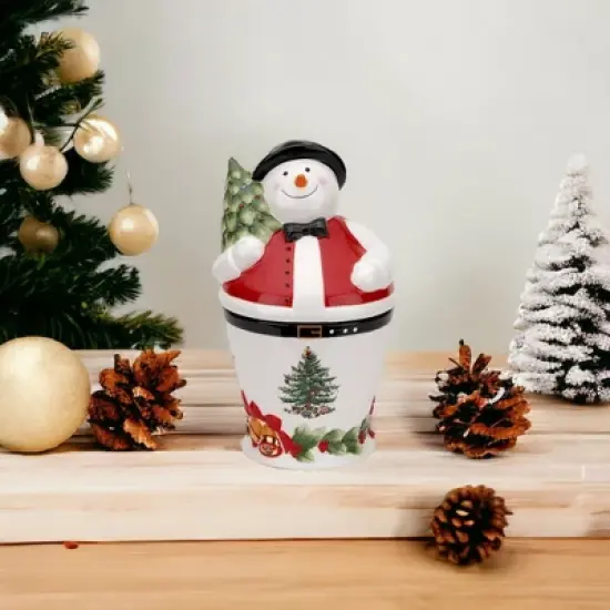 Spode Christmas Tree Mr. Snowman Cookie Jar image {3}