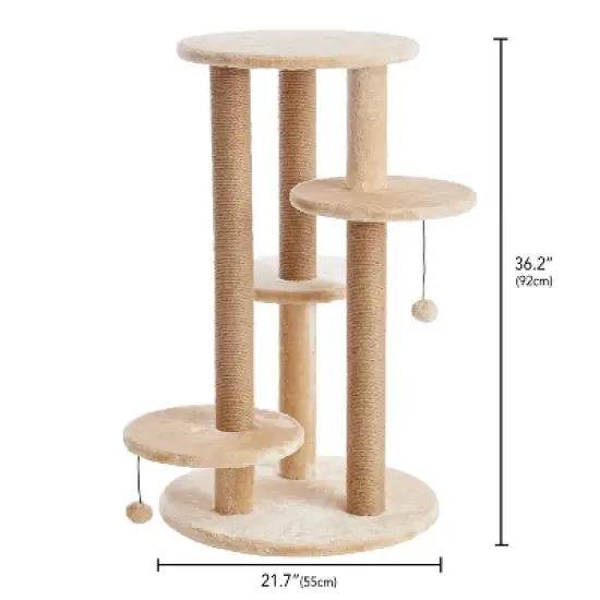 Two by Two Manchester - Beige Scratching Post Cat Furniture - 36.2 in. Tall image {4}