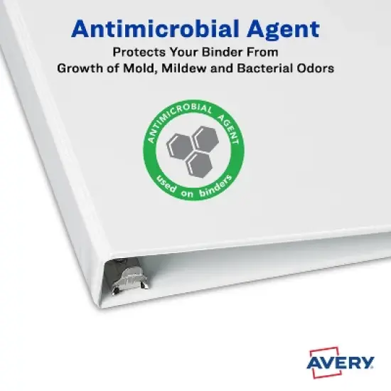 Avery TouchGuard Protection View 3 Ring Binder, Clear View Cover, 2 Inch Slant Rings, 1 White Binder (17194) image {2}