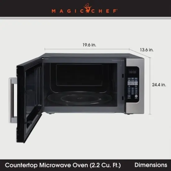 Magic Chef 2.2 Cubic Feet 1,200 Watts Countertop Microwave Oven with Sensor Cooking, Large Microwave for Kitchen Spaces, Stainless Steel, MC2211MS image {1}