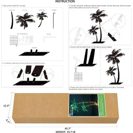 LIGHTSHARE Twin Trunk Solar Lighted Palm Tree LED Outdoor Light Stakes Green image {5}