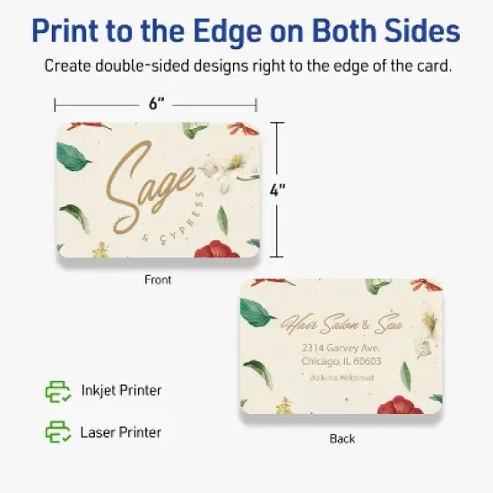 Avery Printable Cards with Rounded Corners, 4" x 6", Matte Ivory, 20ct image {5}