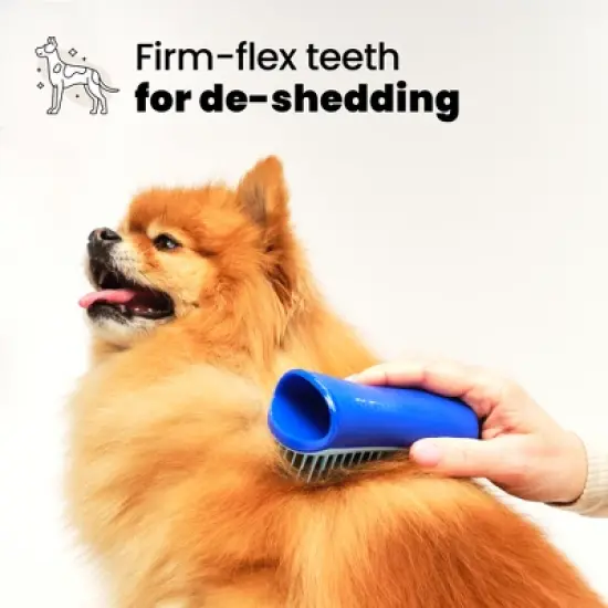Pet Teezer Small De-Shedding Dog Grooming Brush - Blue image {4}