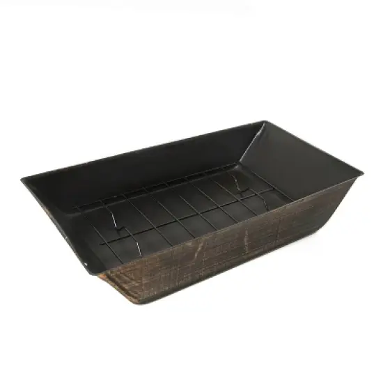 WELLFOR 37" Rectangular Metal Outdoor Fireplace with Built-in Log Storage Bronze image {13}