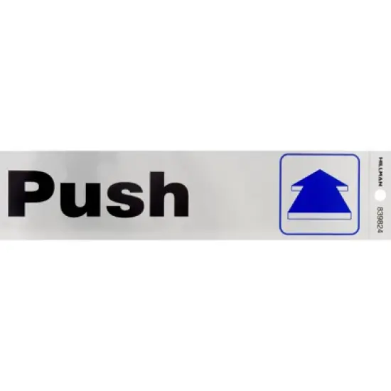 Hillman English Silver Push Decal 2 in. H X 8 in. W - Case of 6 image {1}