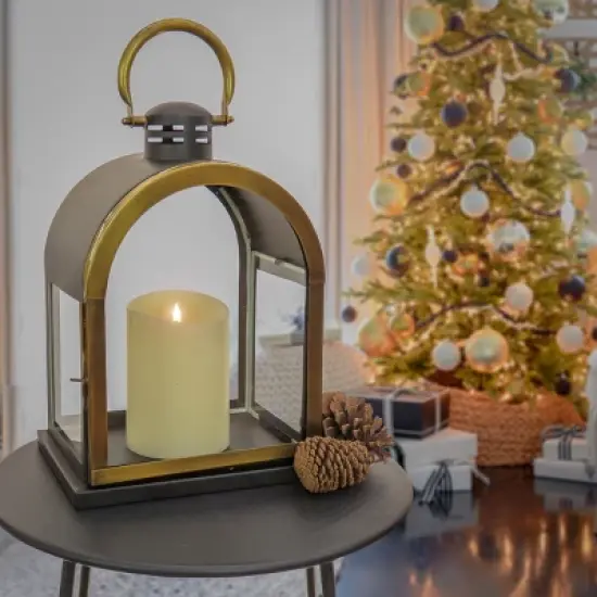 18" HGTV Dome Lantern Black and Gold - National Tree Company image {1}