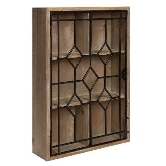 Megara Decorative Wooden Wall Hanging Curio Cabinet Rustic Brown - Kate & Laurel All Things Decor image {1}