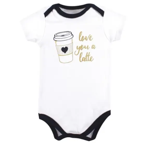 Hudson Baby Infant Girl Cotton Sleep and Play, Bodysuit and Bandana Bib Set, Latte image {2}