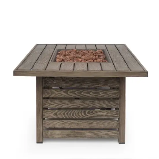 Elberton Outdoor Square Fire Pit - Brown - Christopher Knight Home image {4}