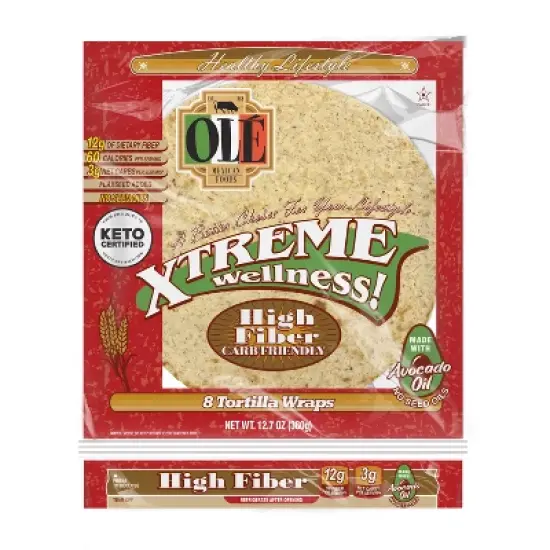 Ole Xtreme Wellness High Fiber Low Carb Keto Friendly Tortilla Wraps - 12.7oz/8ct image {5}