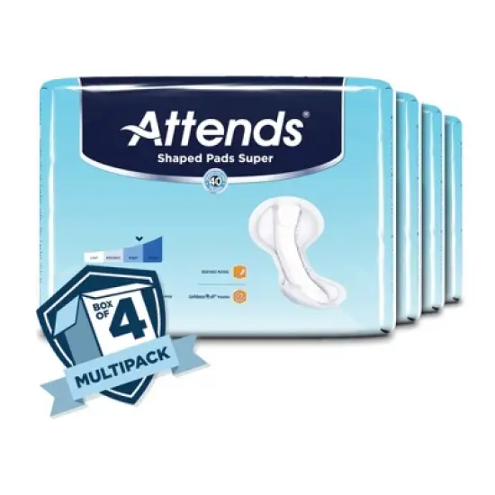 Attends Shaped Pads Super Unisex Incontinent Pad Contoured 13 X 27.2 Inch SPSA, 80 Ct image {3}