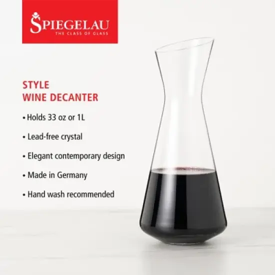 Spiegelau Style Wine Decanter - European-Made Crystal Wine Carafe for Red or White - 33oz Set of 1 image {1}