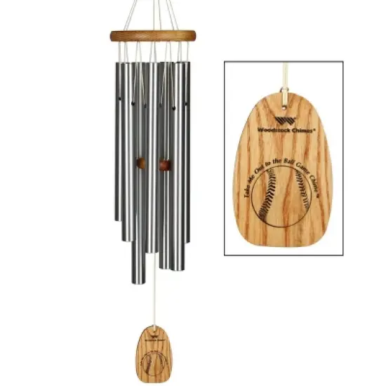 Woodstock Wind Chimes Signature Collection, Take Me Out to the Ball Game Chime,  27'' Silver Wind Chime TMOC image {2}