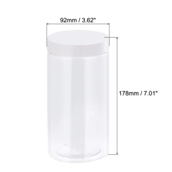 Unique Bargains Round Clear Plastic Empty Jars with White Screw Lid for Storage 4 Pcs image {1}