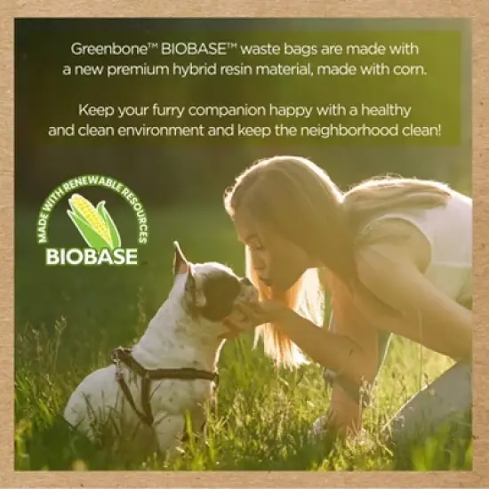 Greenbone Pet Safe Biobase Waste Bag Refills - Choice of 10 Rolls (120 Refills) or 16 Rolls (192 Refills) - 13" x 9" - Odor and Leak Proof image {6}
