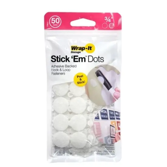 Wrap-It Stick 'Em Dots 0.75" 50 Sets White image {8}