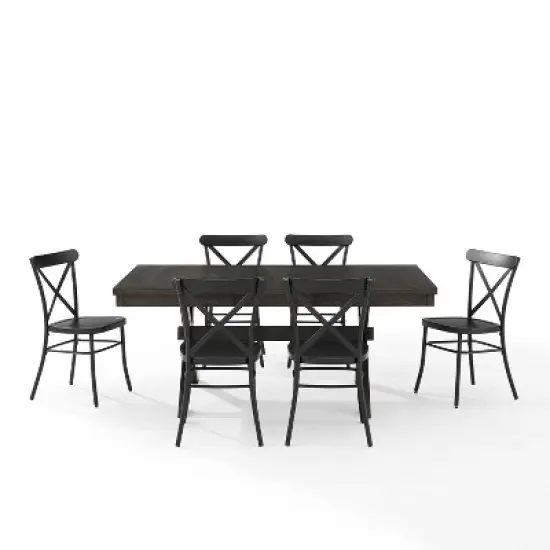 7pc Hayden Extendable Dining Set with Camille Chairs Matte Black/Slate - Crosley image {6}