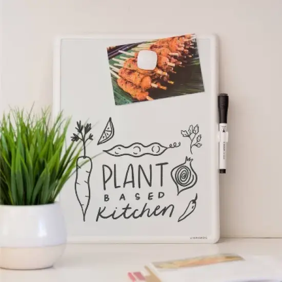 U Brands 11"x14" Contempo Magnetic Dry Erase Board - White: Small Wall Mount Presentation Board, Steel & Plastic image {1}