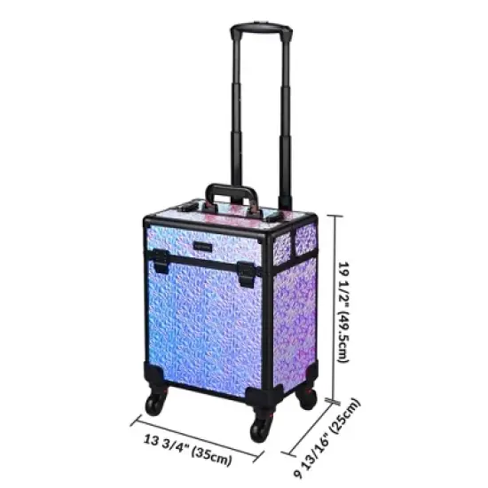Byootique Rolling Makeup Train Case Cosmetic Trolley Organizer Mermaid Purple image {5}