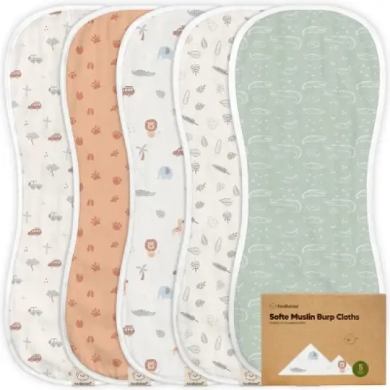 KeaBabies 5pk Organic Softe Muslin Burp Cloths for Baby Girls and Boys, Large Absorbent Burping Cloths for Babies, Baby Burp Clothes image {17}