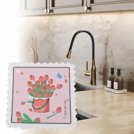 Unique Bargains Durable Dishwashing Sponge Pink 1 Pc image {3}