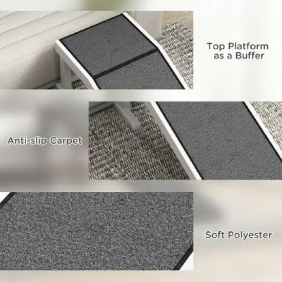 Resenkos Pet Step, Dog Stairs, Extra Wide Pet Stairs,49" Pet Ramp for Dogs & Cats with Non-Slip Carpet, White image {7}