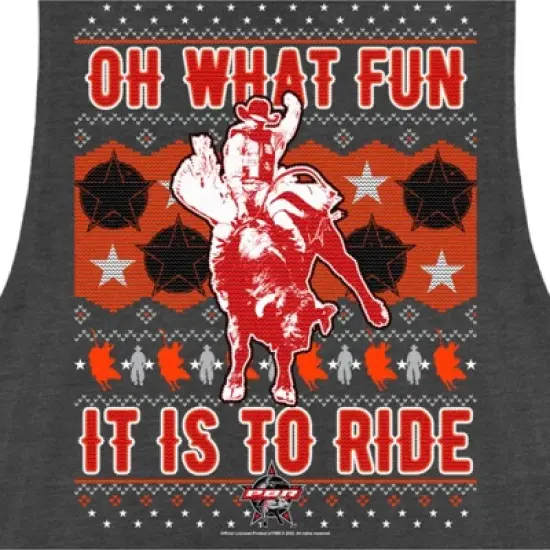 Junior's Professional Bull Riders Oh What Fun it is to Ride Sweater Print Festival Muscle Tee image {1}
