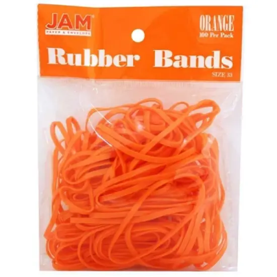 JAM Paper 100pk Colorful Rubber Bands - Size 33 - Orange image {3}