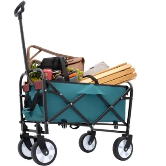 Collapsible Foldable Wagon Cart Beach Wagon Heavy Duty Utility Cart  For For Camping With 3Pcs Plastic Liner Bag image {7}