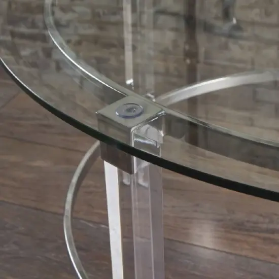 Elowen Modern Round Coffee Table Clear - Christopher Knight Home: Acrylic, Tempered Glass, Iron Frame, for Living Room image {2}