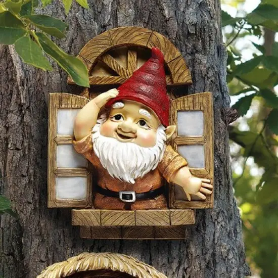 Design Toscano The Knothole Gnomes Garden Welcome Tree Sculpture image {1}