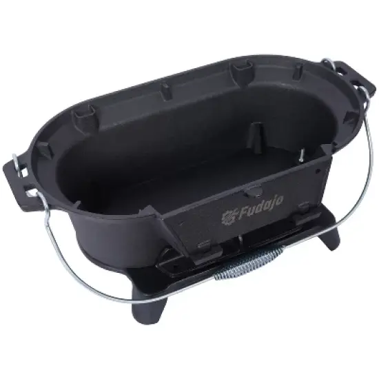 Oval Cast Iron Grill Outdoor, Portable Charcoal Grill and Tabletop Cast Iron Skillet image {1}