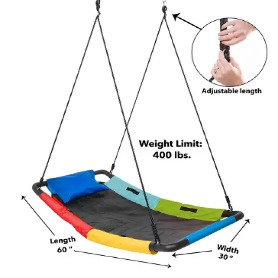 HearthSong Colorful Super Platform Swing with Foam-Padded Tubular Steel Frame and UV Rated Durable Oxford Cloth Mat image {3}
