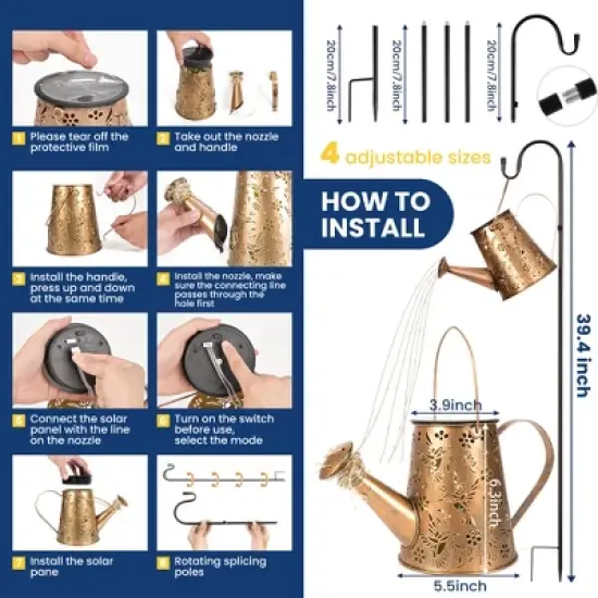 GIGALUMI Single Solar Watering Can with Lights, Waterproof Outdoor Garden Decor for Patio, Pathway and Yard image {4}