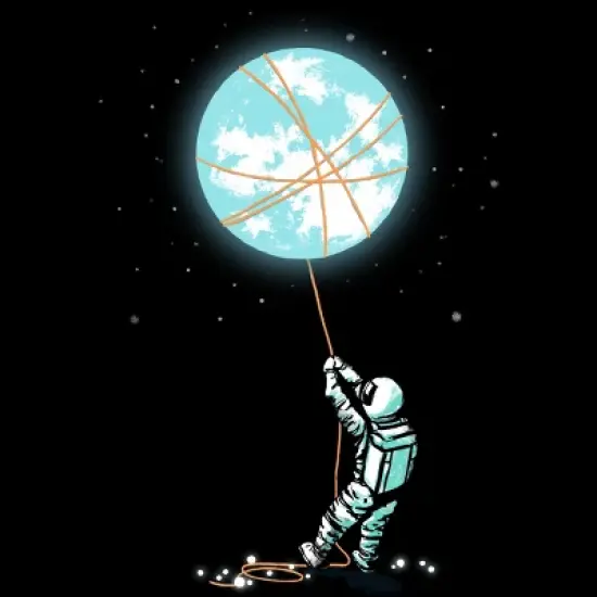 Junior's Design By Humans Moon catcher By radiomode T-Shirt image {1}