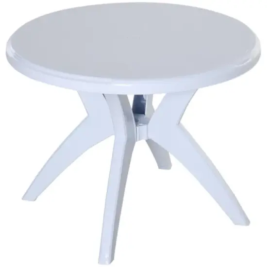 Outsunny Patio Dining Table with Umbrella Hole Round Outdoor Bistro Table for Garden Lawn Backyard image {7}