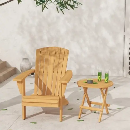 Yardgrace Teak Adirondack Chair with Table 2PCS image {7}