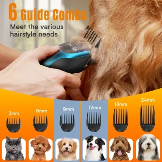Oneisall DTJ001 Dog Hair Trimmer 6Pcs Attachment Guide Comb Guards Replacement image {2}