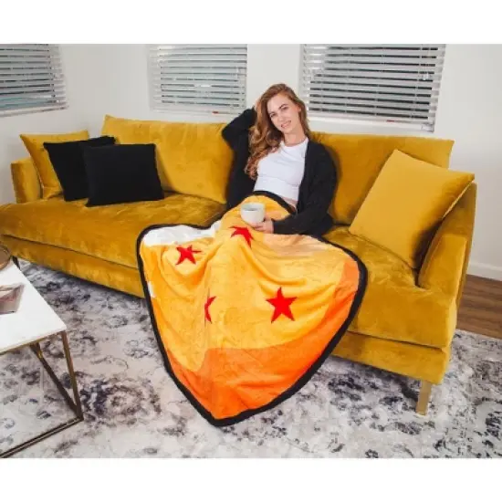 Just Funky Dragon Ball Z 4-Star Dragon Ball Round Fleece Throw Blanket | 48 Inches image {2}