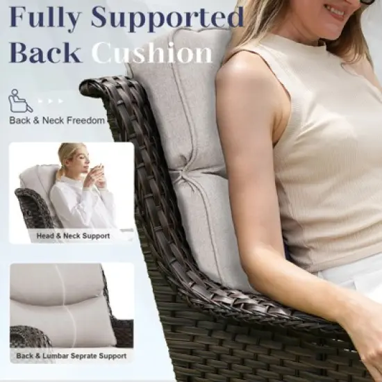 Belord 4 Piece Patio Furniture Set with Swivel Chairs and Ottomans, High Back Deep Seat Cushioned Wicker Swivel Patio Chairs Set of 2 with Ottoman image {7}